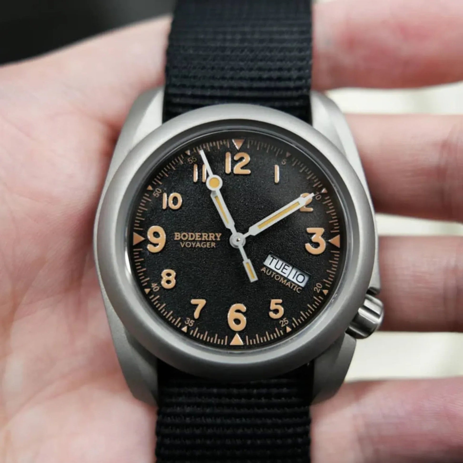 VOYAGER - 100M Waterproof Titanium Automatic Field Watch | Volcanic Gray-Day,Date - DREAM WATCHES