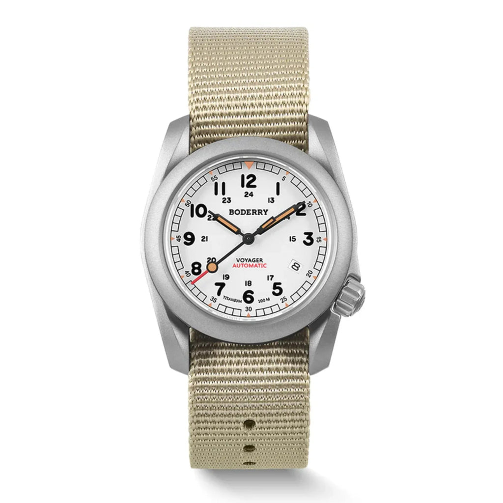 VOYAGER - 100M Waterproof Titanium Automatic Field Watch | White - DREAM WATCHES