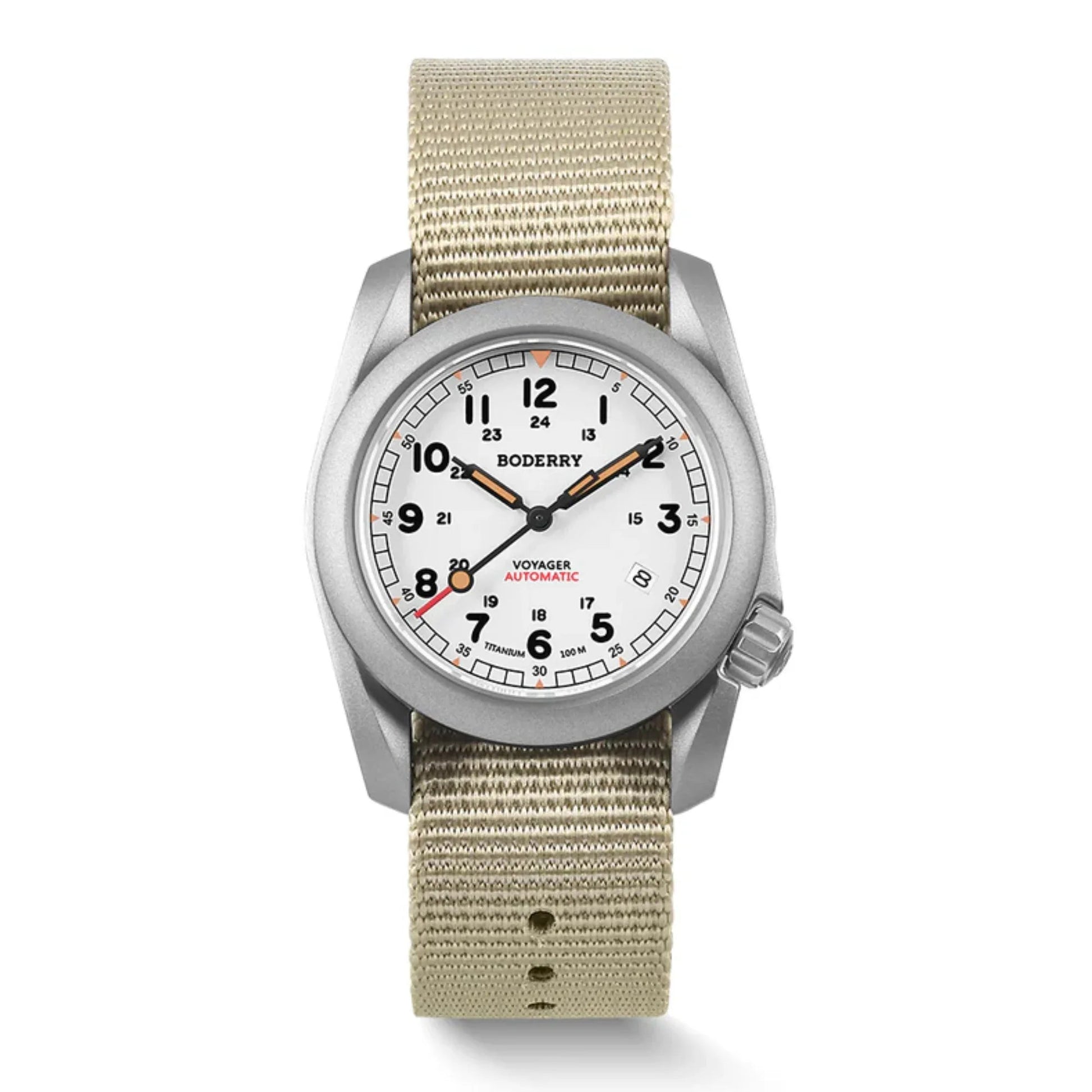 VOYAGER - 100M Waterproof Titanium Automatic Field Watch | White - DREAM WATCHES