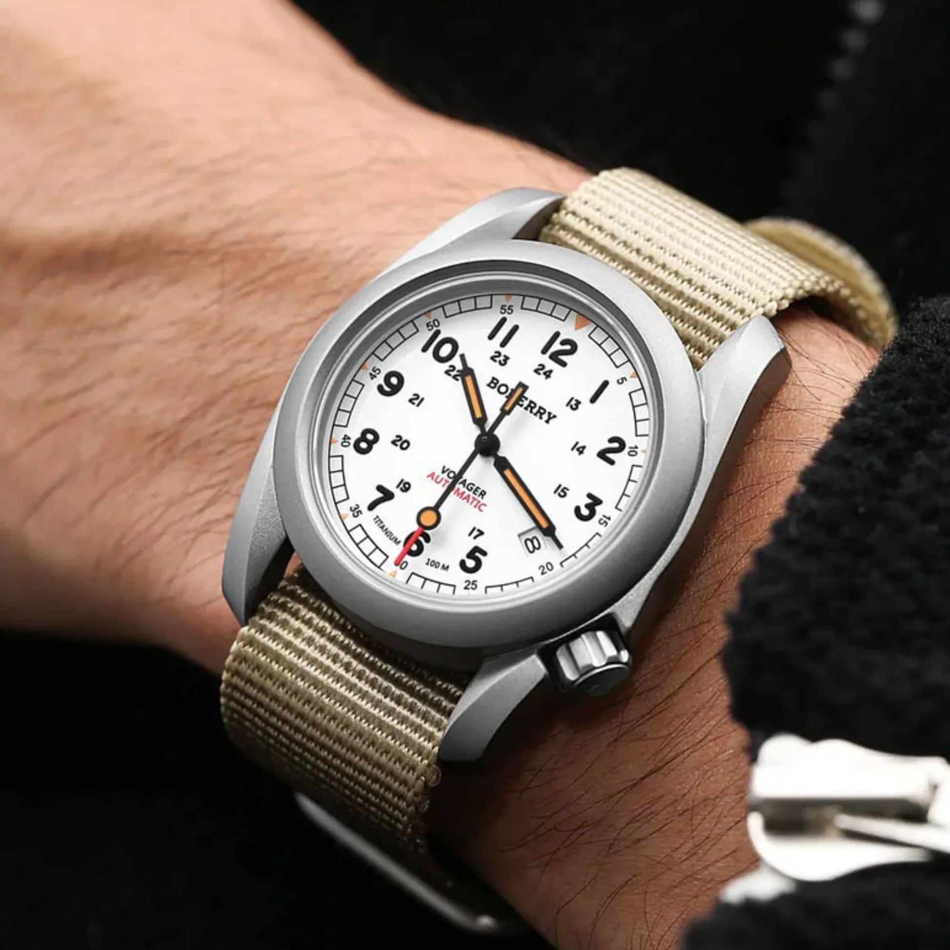 VOYAGER - 100M Waterproof Titanium Automatic Field Watch | White-bracelet - DREAM WATCHES