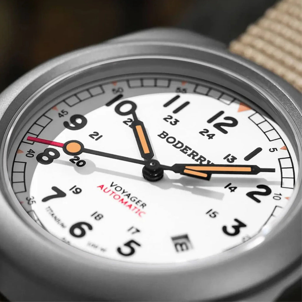 VOYAGER - 100M Waterproof Titanium Automatic Field Watch | White-bracelet - DREAM WATCHES