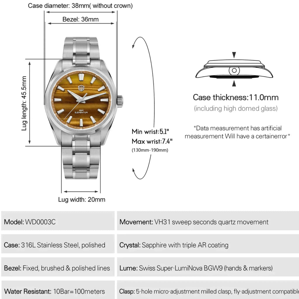 Watchdives WD0003D Natural Stone Elementum Men Watch - DREAM WATCHES