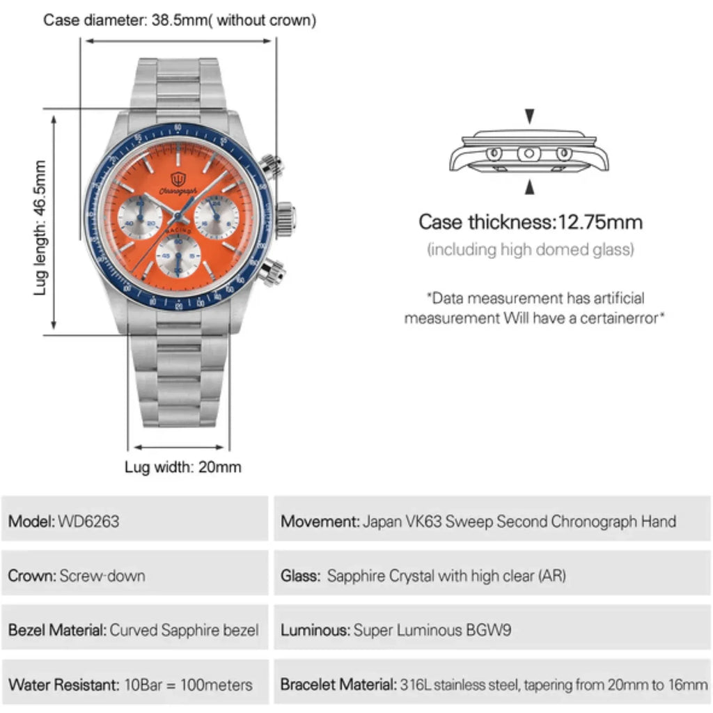 Watchdives WD6263 Vintage Racing Chronograph Watch - DREAM WATCHES