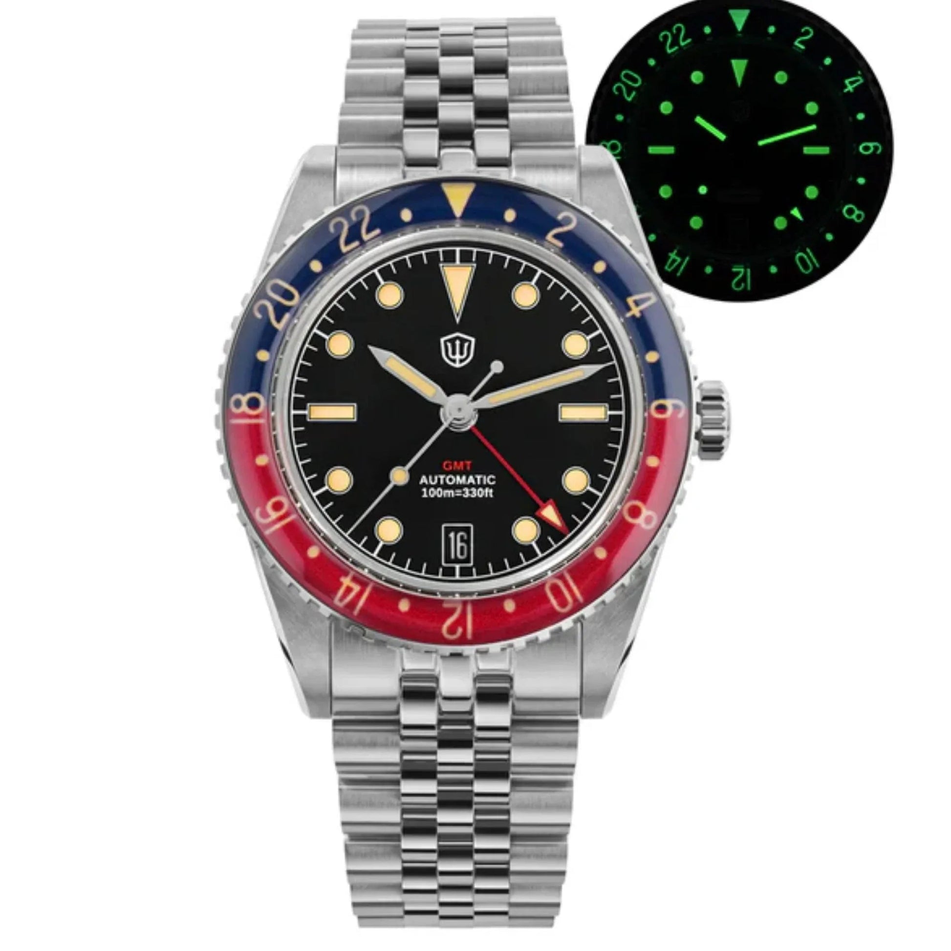 Watchdives WD6542 38mm GMT Men Watch Pencil Hands - DREAM WATCHES