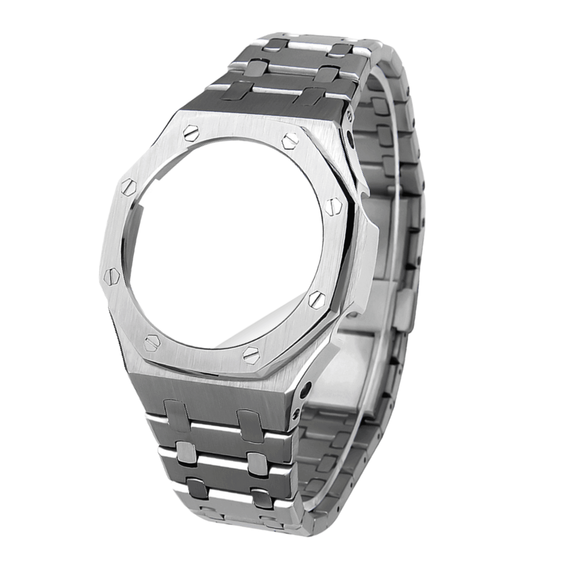 Mod Kit Metal Watchband and Metal Case for G-shock GA-2100 and GA-2110 " Casioak" (Silver Bracelet) - DREAM WATCHES