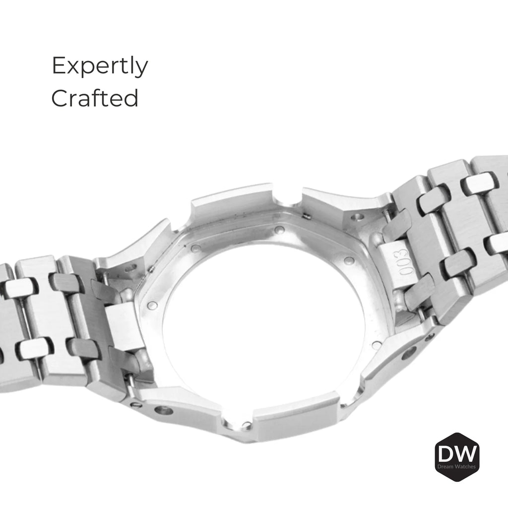 Mod Kit Metal Watchband and Metal Case for G-shock GA-2100 and GA-2110/BA-2100 " Casioak" (Silver Bracelet) - DREAM WATCHES