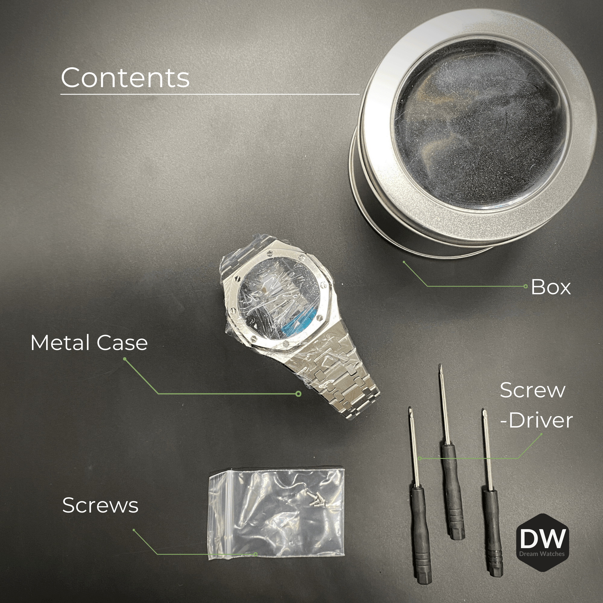 Mod Kit Metal Watchband and Metal Case for G-shock GA-2100 and GA-2110 