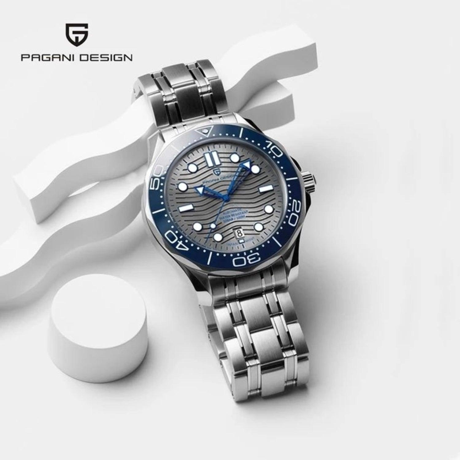 Pagani Design PD-1685 42MM (Japanese NH-35 Automatic Movement) Mechanical Watch 100M Waterproof Dive Watch Sapphire Stainless Steel Bracelet Watch 