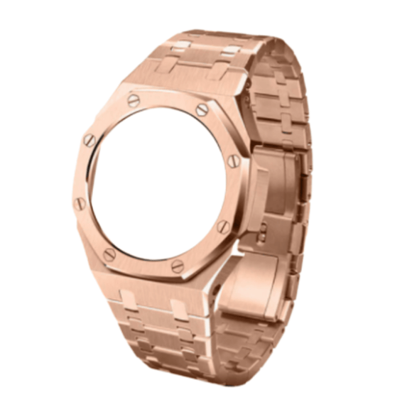 Metal Mod Kit for Casio G-Shock GA2100 GA-2110 Watches, Metal Case Stainless Steel Strap, Replacement Accessories, 4th Gen. Rubber & Stainless Steel Straps, Casioak G-Shock (Rosé Gold) Pagani Design watch india dream watches
