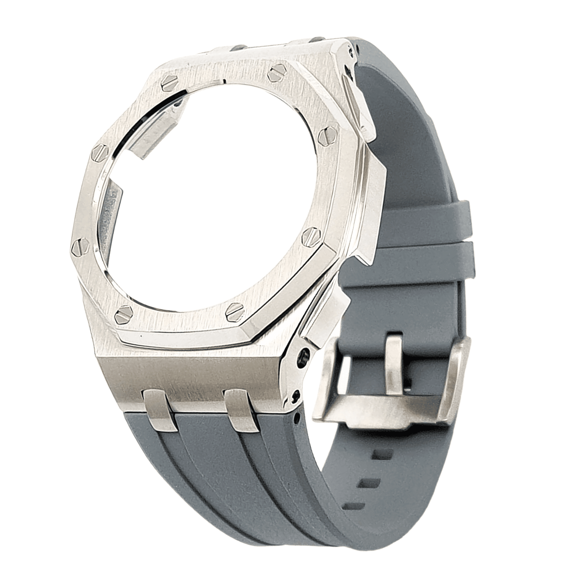 Metal Mod Kit Watchband and Metal Case for G-shock GA-2100 and GA-2110 Casioak Grey Strap + Metal Case
