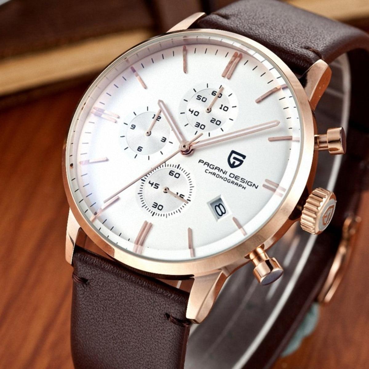 Pagani Design PD-2720K Chronograph (Movement Japanese VK67) | Stainless Steel Men's Luxury Watch Off White Dial - DREAM WATCHES
