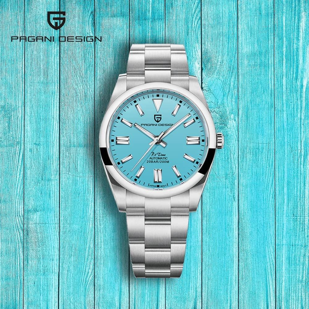 Pagani Design PD-1690 39 MM (Japan NH35A Automatic Movement) Mechanical Watch Sapphire Stainless Steel Watch Date Just" Tiffany Blue Dial" - DREAM WATCHES