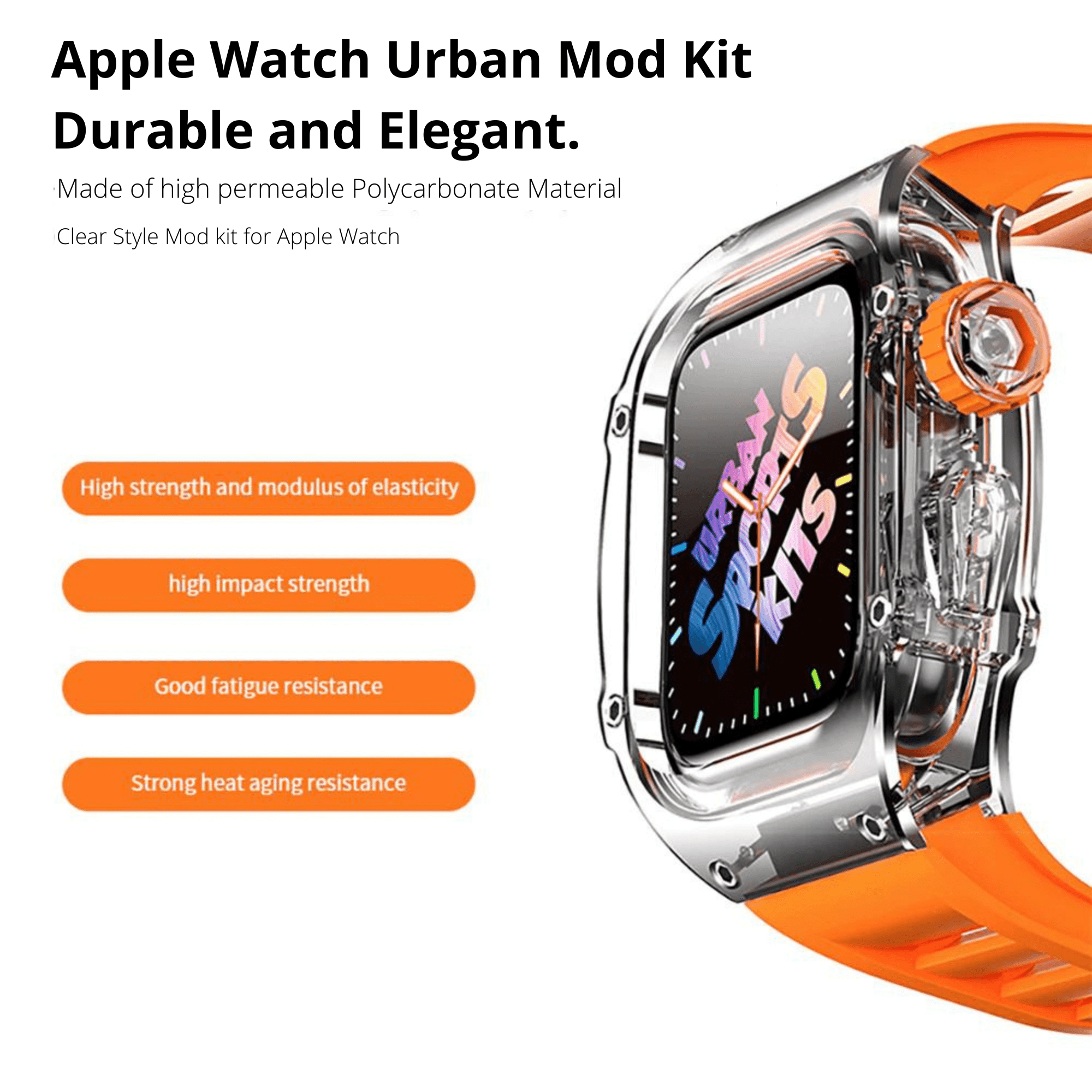 Mod Kit for Apple Watch | Luxury & Sporty Apple Watch Case | Replacement Apple Watch case for 7/8 accessory - 45 mm Bright Orange mod kits india dream watches apple watch