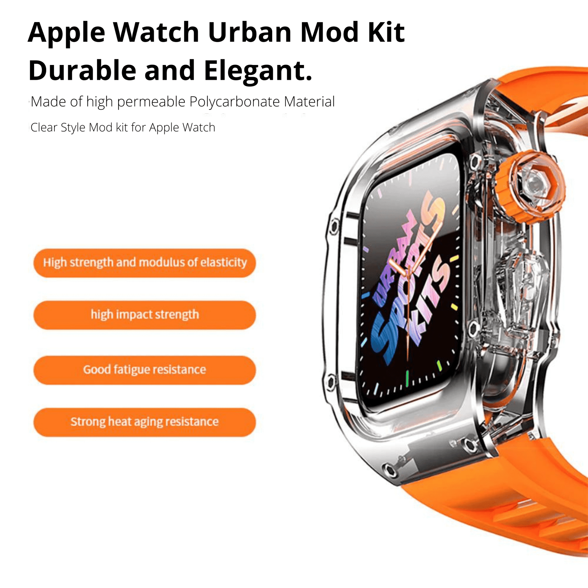 Mod Kit for Apple Watch | Luxury & Sporty Apple Watch Case | Replacement Apple Watch case for SE/3/4/5/6 accessory - 44 mm Bright Orange mod kits india dream watches apple watch