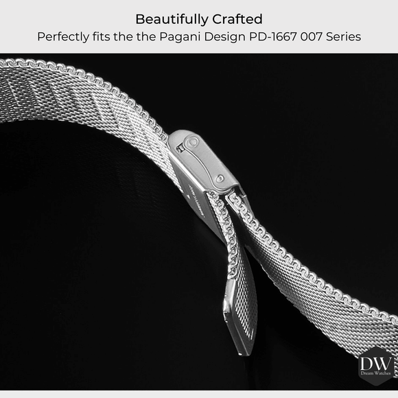 EMRYN Pagani Design Luxury | Polished Stainless Steel 316L | Steel Mesh Style Bracelet Silver - 20 mm