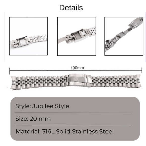 Pagani Design Luxury | Polished Stainless Steel 316L | Jubilee Style Bracelet Silver - 20 mm