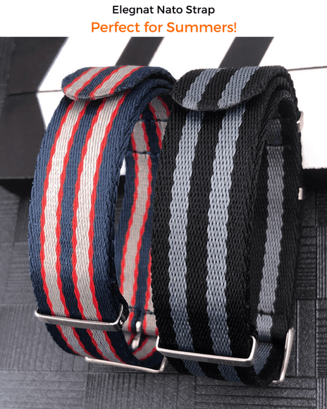 Premium Nylon Straps and Bands 20mm With Stainless Steel Buckle - Red/ Blue