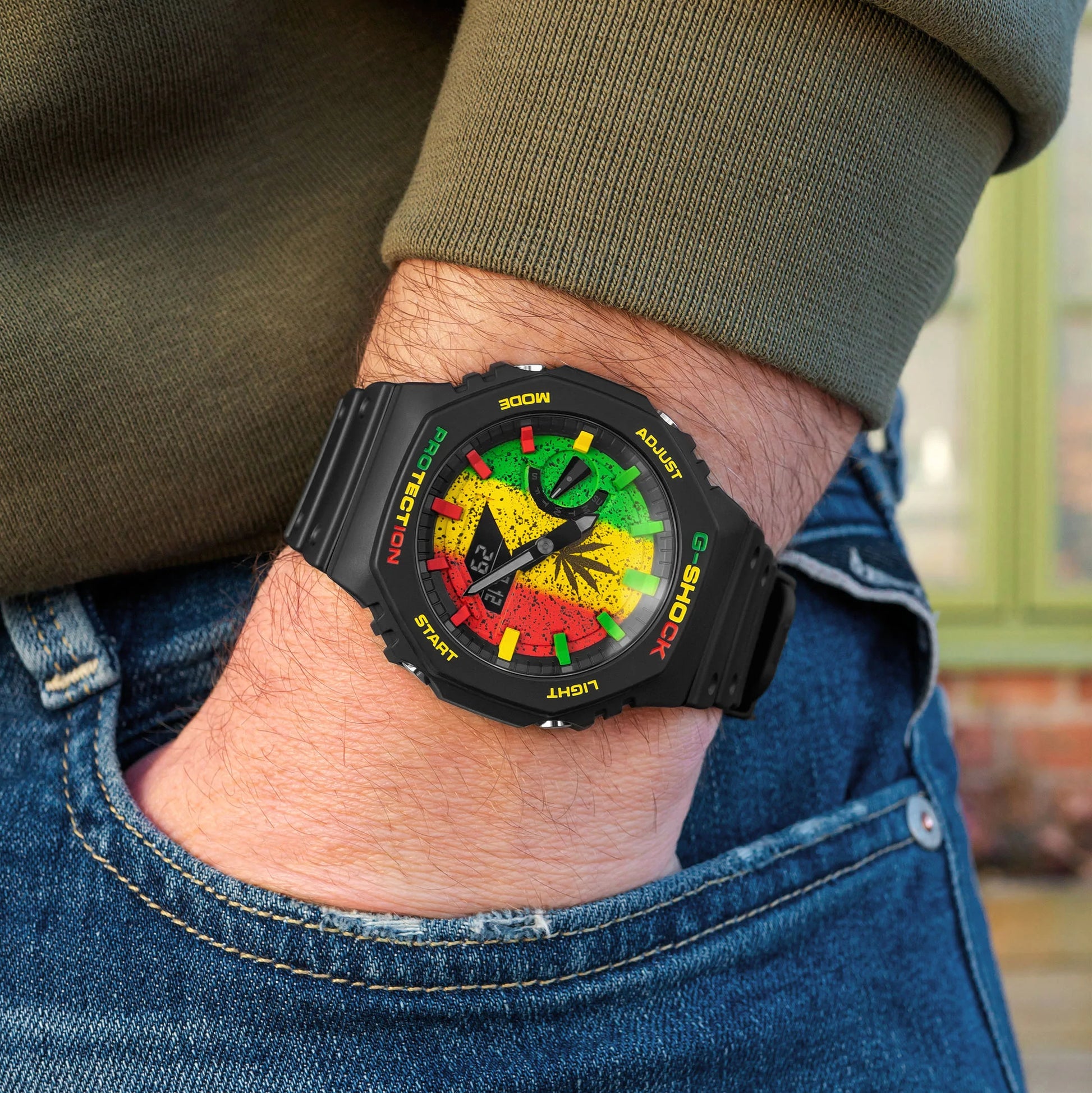 Modified G-Shock with Colourful Indices and Outer Case - CasiOak Mary Jane