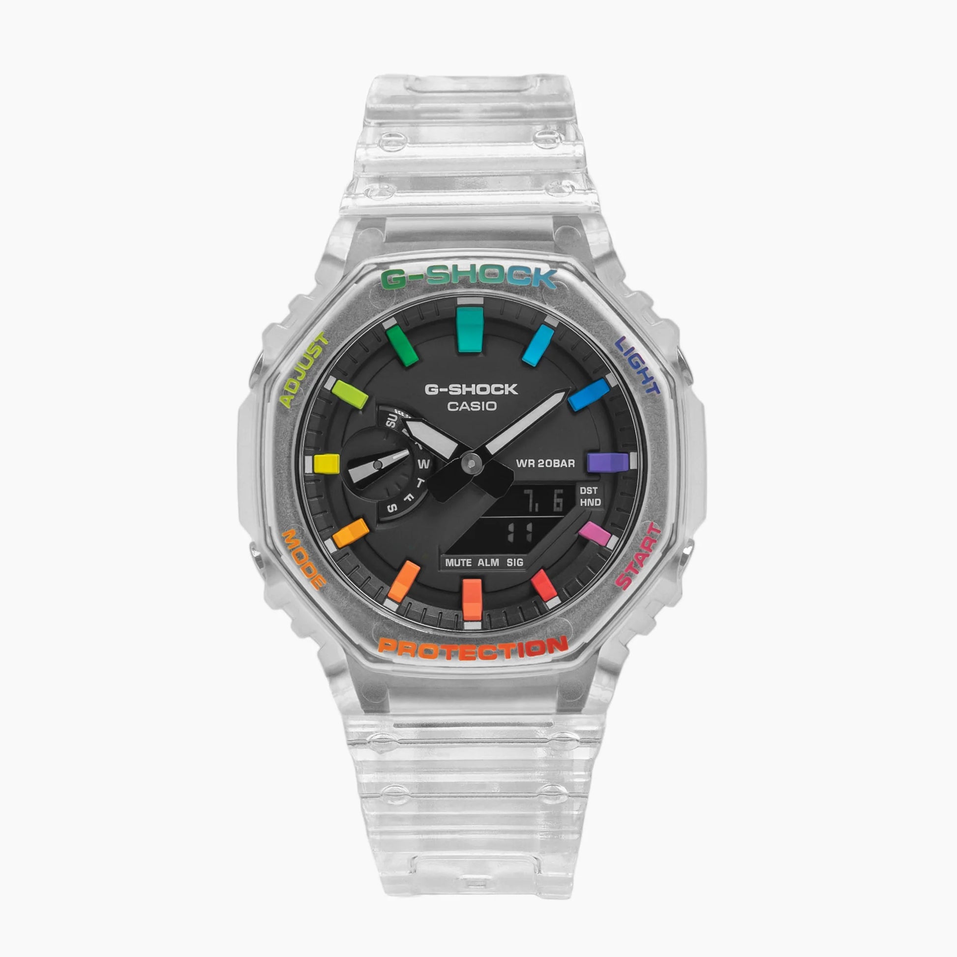 Modified G-Shock with Colourful Indices and Outer Case - CasiOak Jelly Rainbow