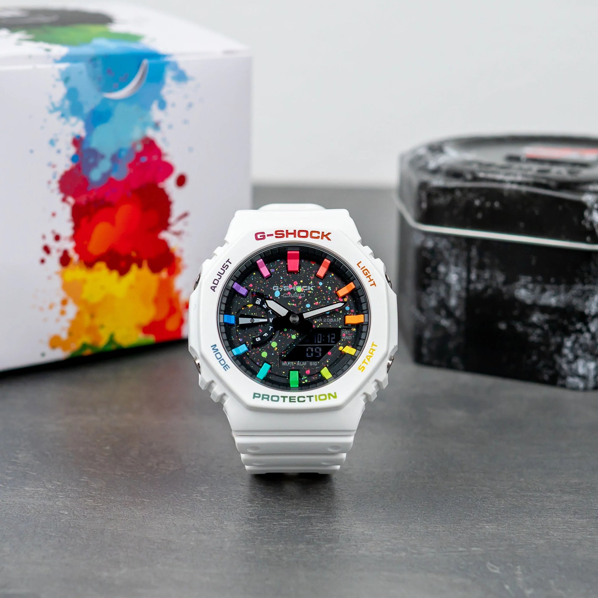 Modified G-Shock with Colourful Indices and Outer Case - CasiOak Milky Way