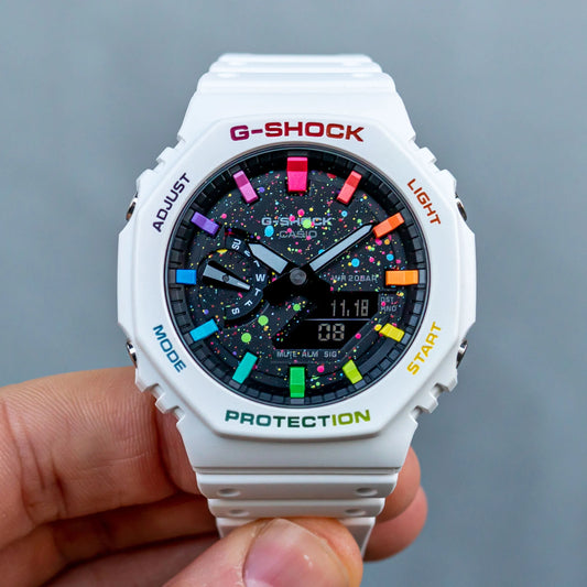Modified G-Shock with Colourful Indices and Outer Case - CasiOak Milky Way
