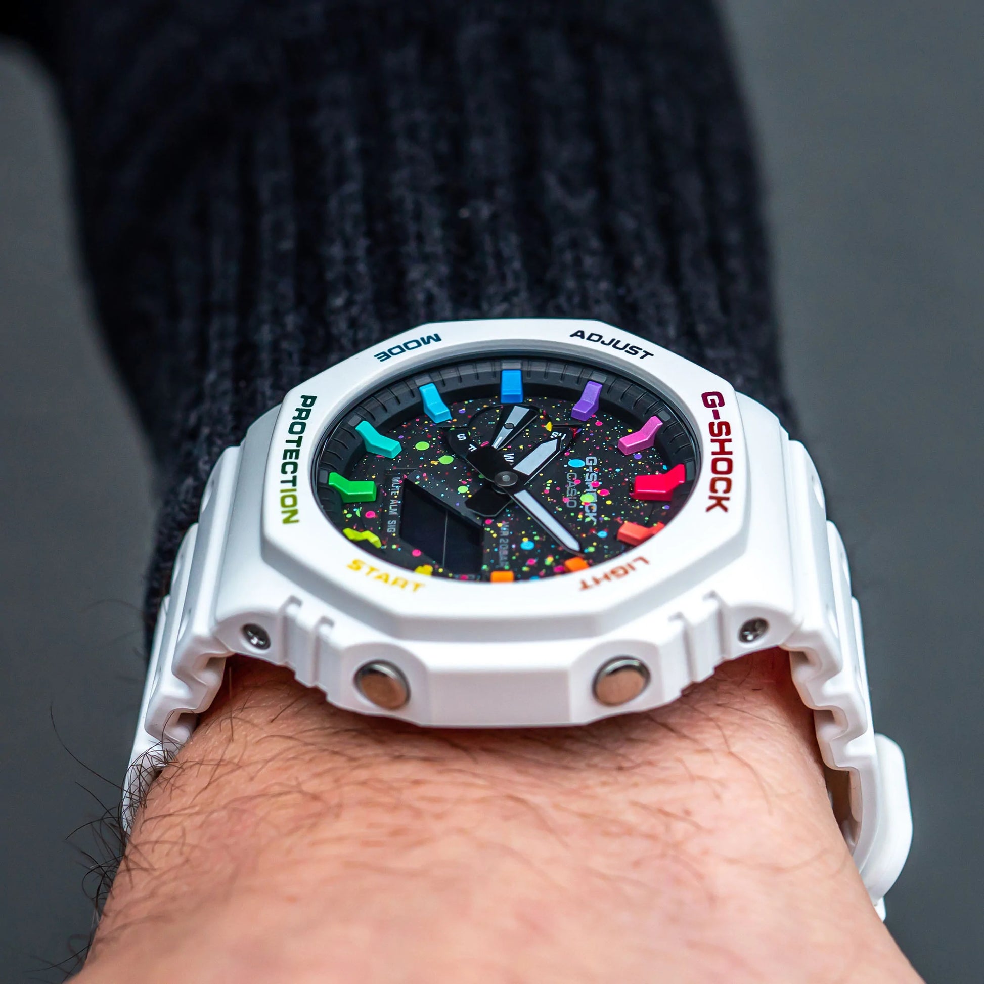 Modified G-Shock with Colourful Indices and Outer Case - CasiOak Milky Way