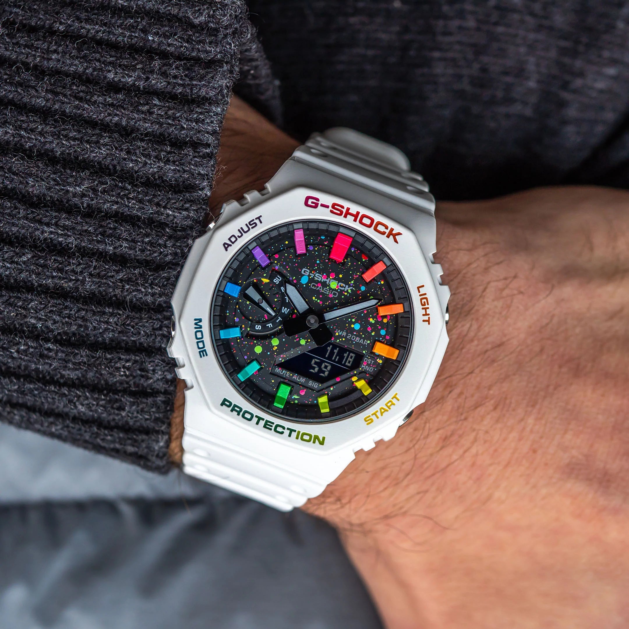 Modified G-Shock with Colourful Indices and Outer Case - CasiOak Milky Way