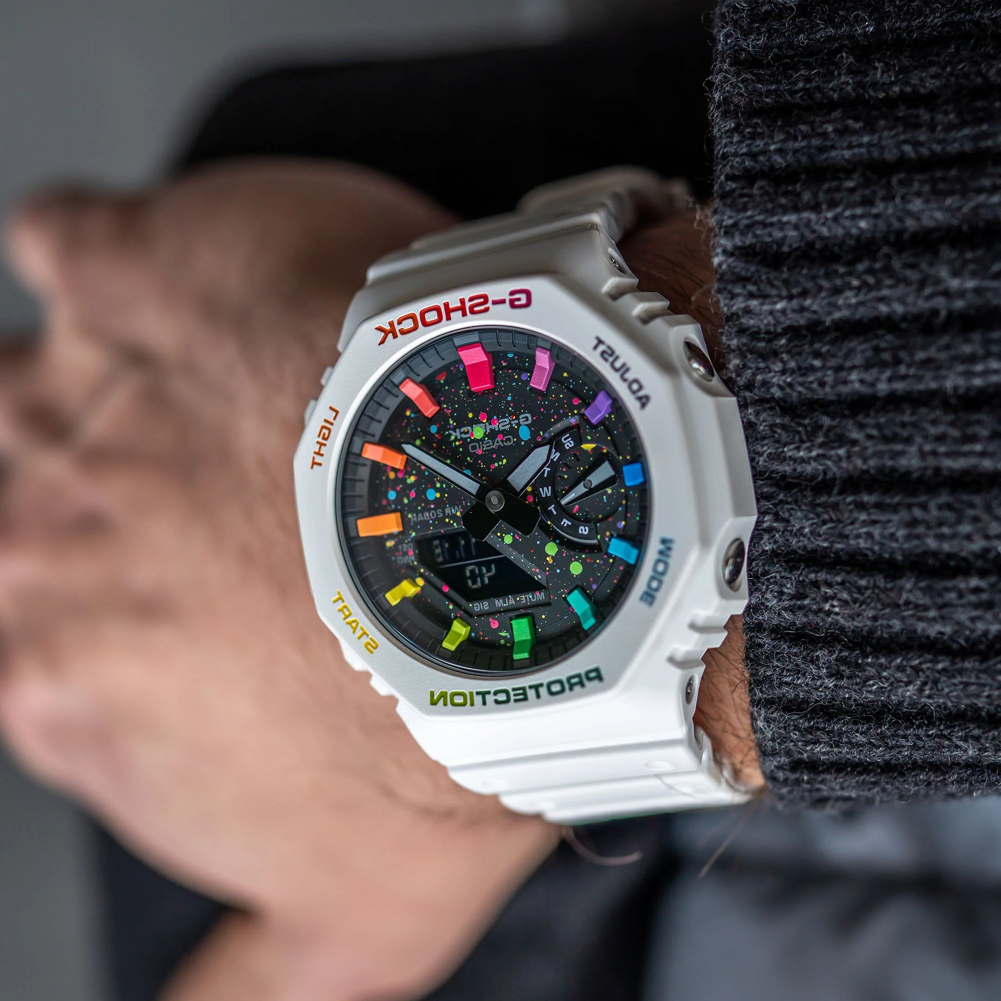 Modified G-Shock with Colourful Indices and Outer Case - CasiOak Milky Way