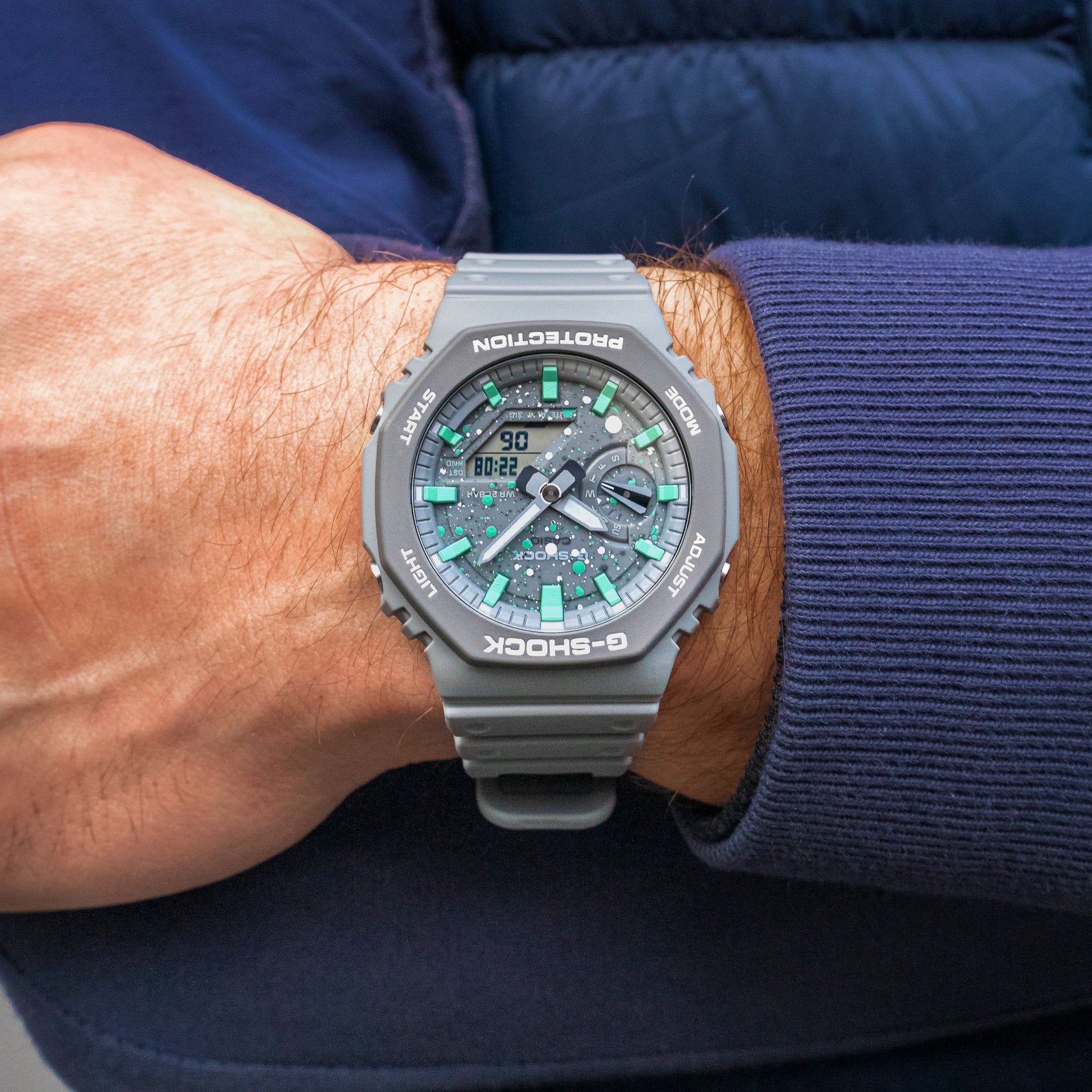 Modified G-Shock with Colourful Indices and Outer Case - CasiOak Tiffany Sky