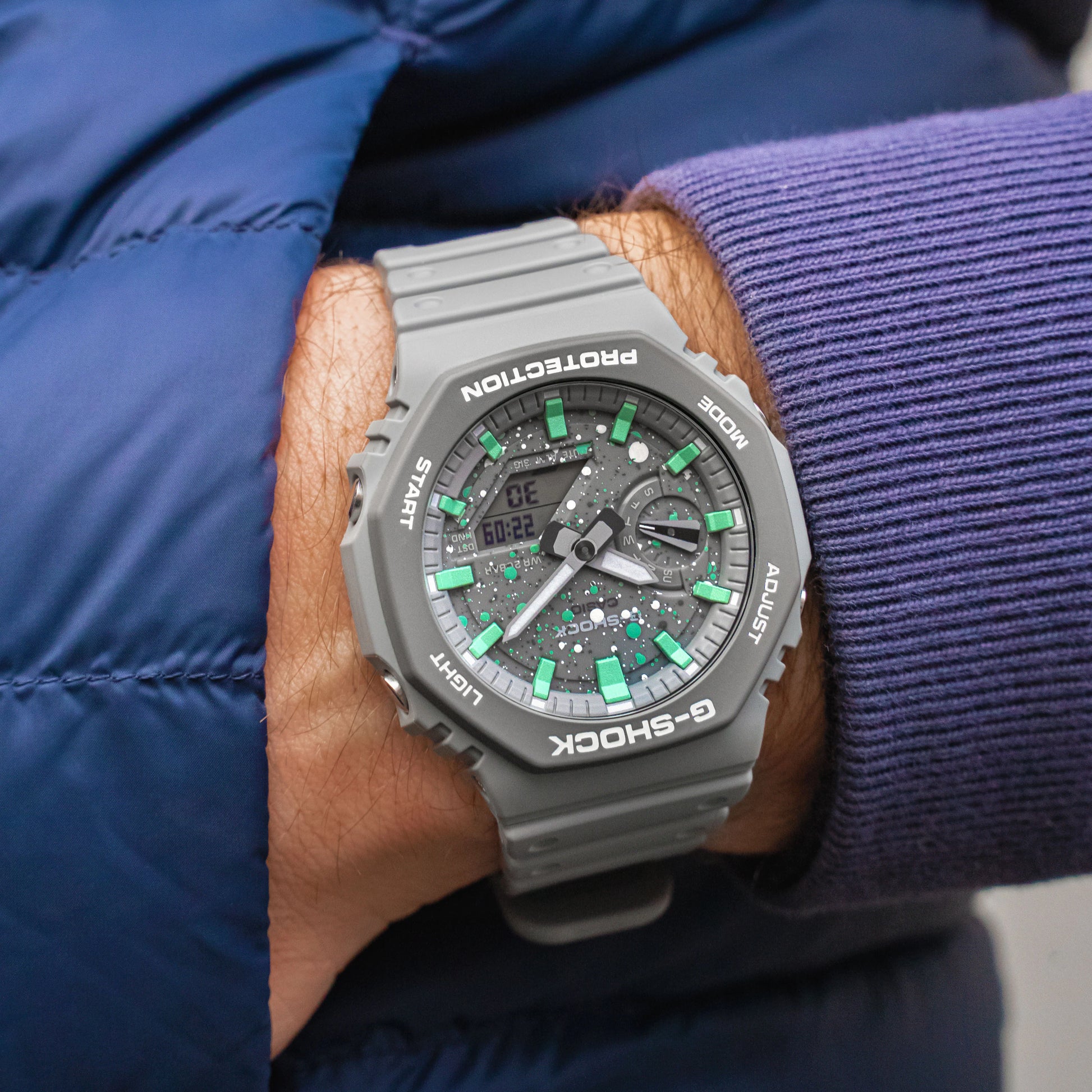 Modified G-Shock with Colourful Indices and Outer Case - CasiOak Tiffany Sky