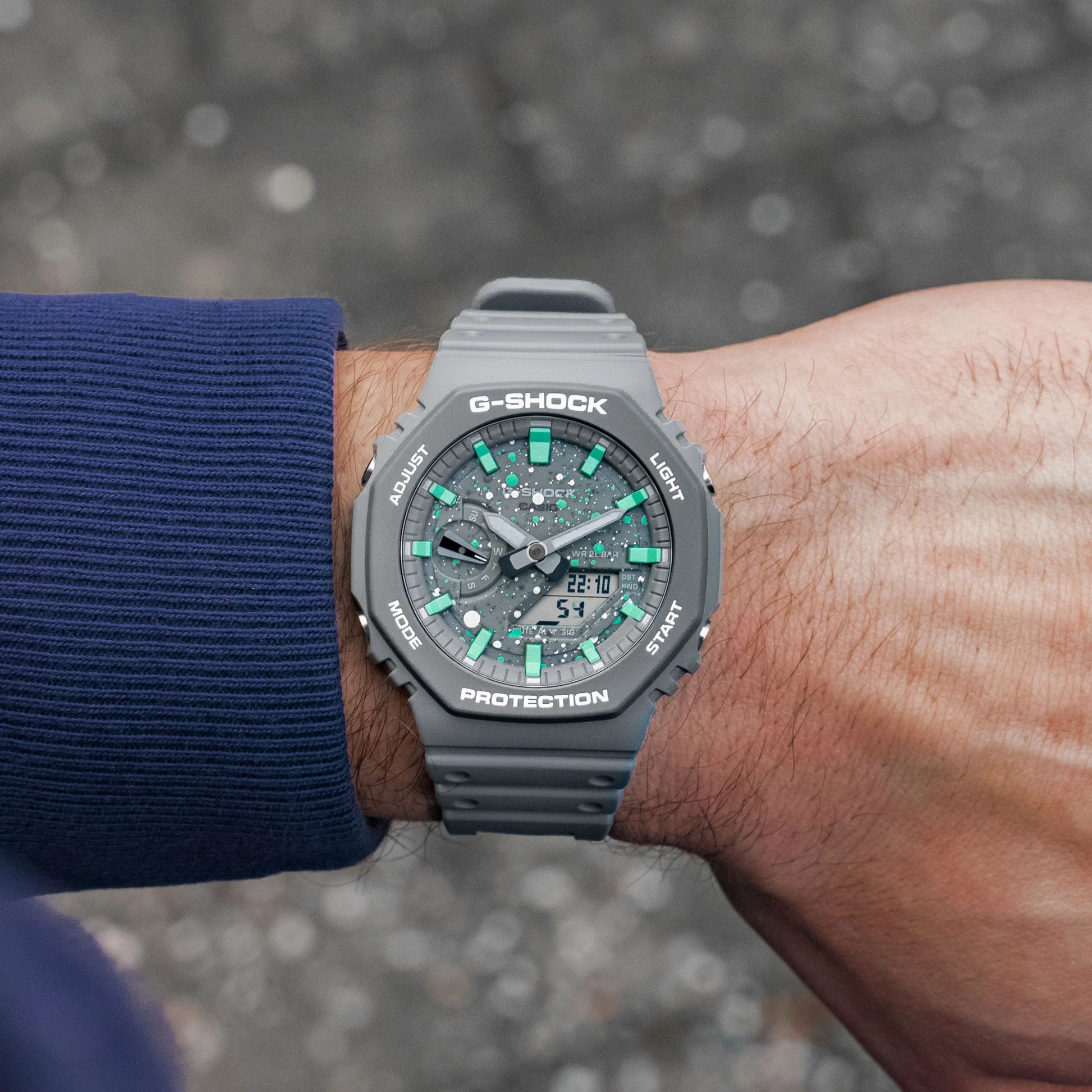 Modified G-Shock with Colourful Indices and Outer Case - CasiOak Tiffany Sky