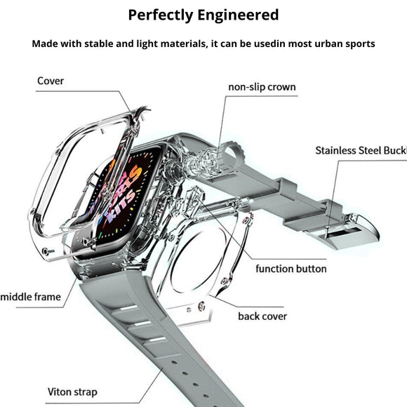 Mod Kit for Apple Watch | Luxury & Sporty Apple Watch Case | Replacement Apple Watch case for SE/3/4/5/6 accessory - 44 mm Bright Grey mod kits india dream watches apple watch