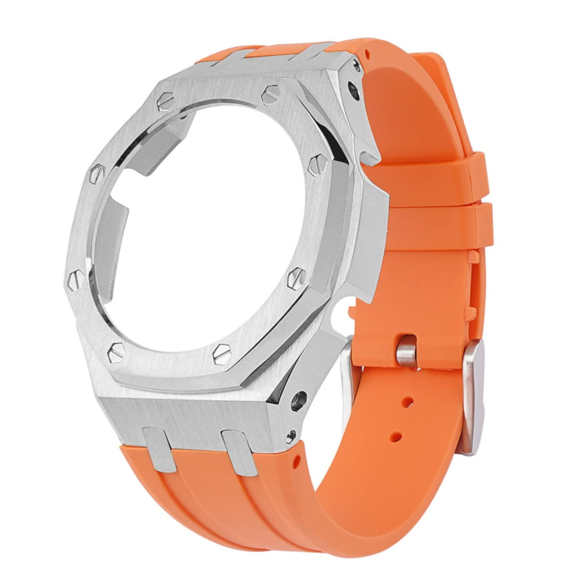 Metal Mod Kit for Casio G-Shock GA2100 & GA-2110 Watches, Metal Case & Rubber Strap, Replacement Accessories, 4th Gen. ,Casioak G-Shock (ORANGE) Pagani Design watch india dream watches