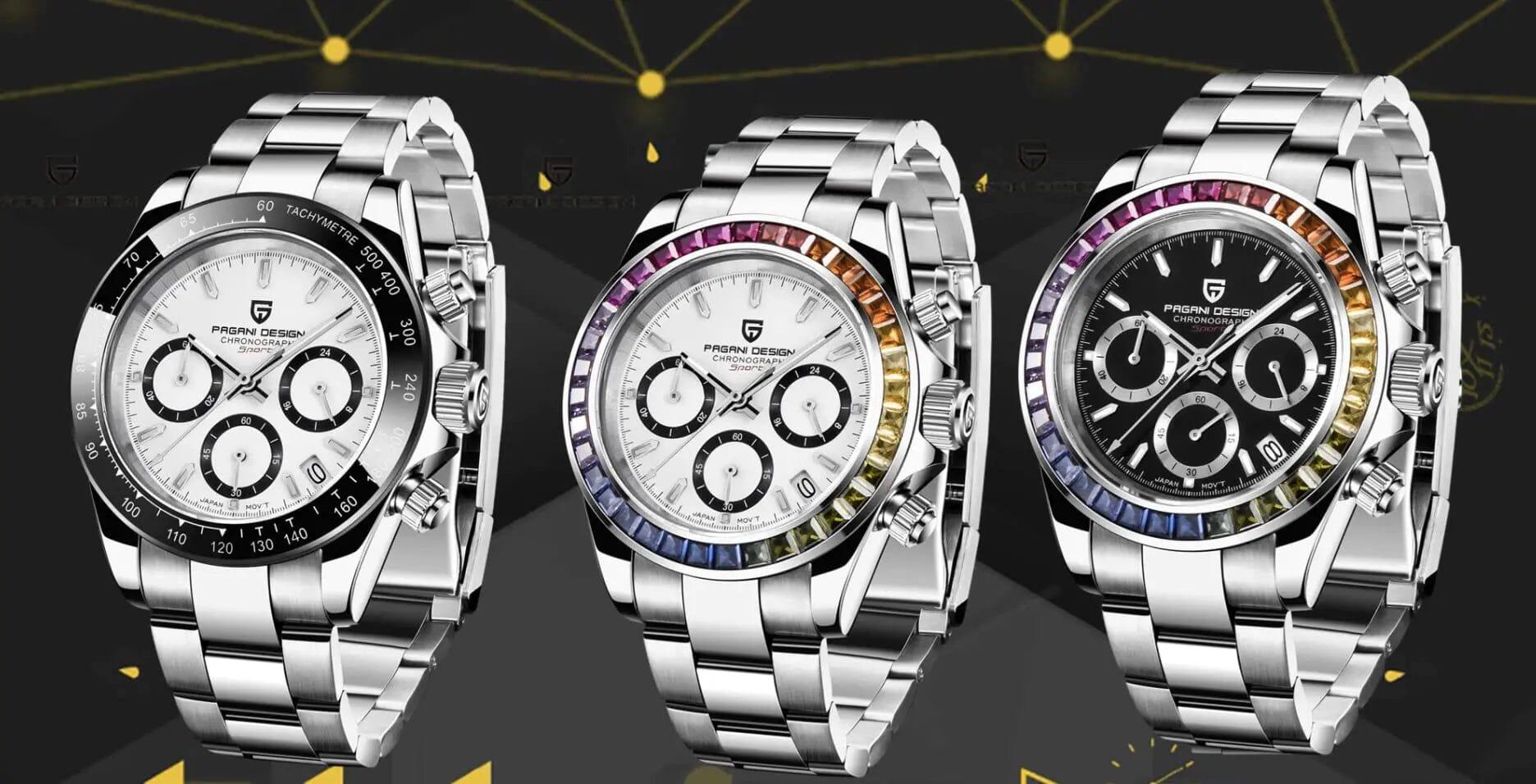 Pagani Design | Luxury | Waterproof Mechanical Automatic Movement (SeikoVK63) | Stainless Steel Men's 40MM Watch (Rainbow White) - DREAM WATCHES