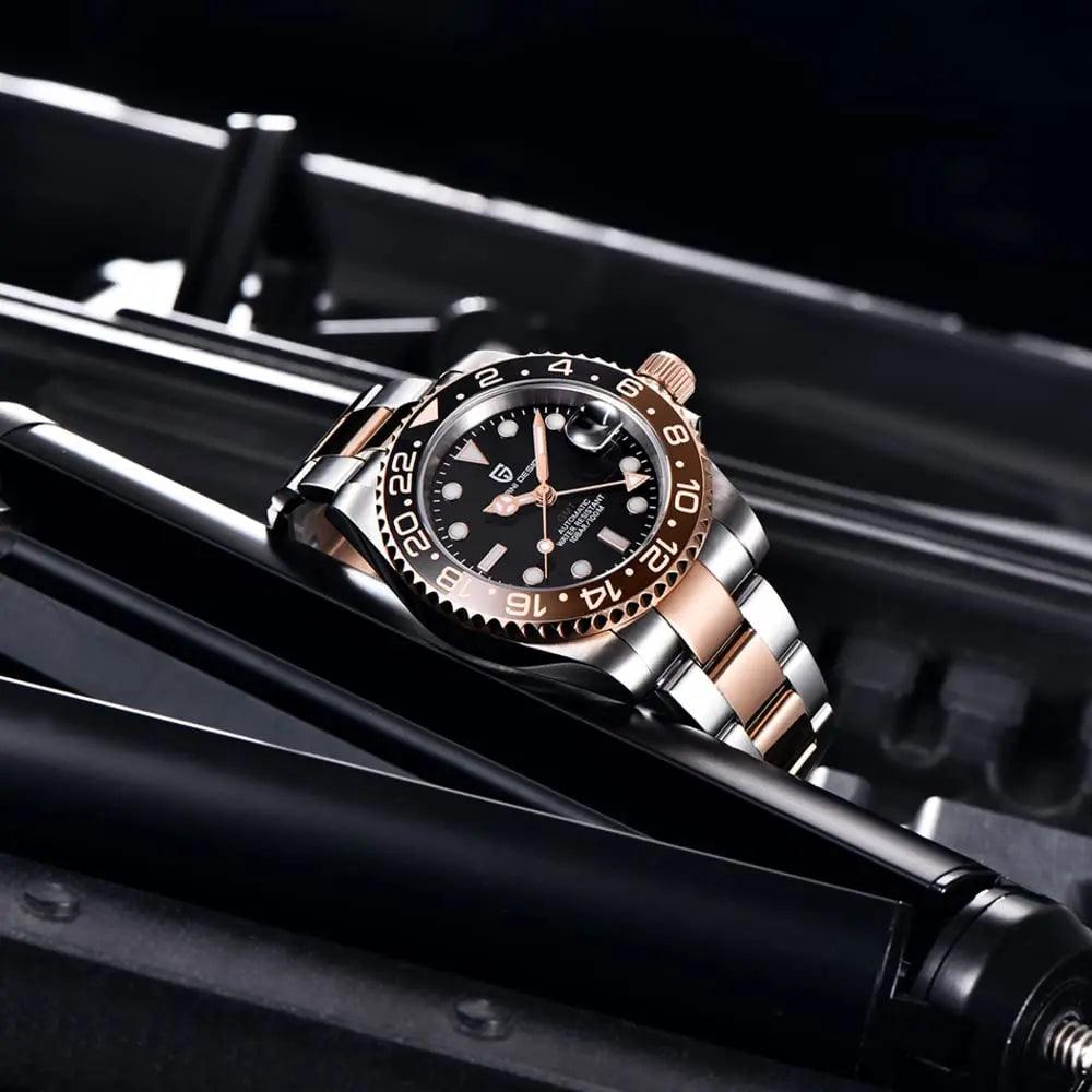 Pagani Design PD-1662 Waterproof Mechanical Automatic Watch Stainless Steel Men's 40MM Watch (Rootbeer) - DREAM WATCHES