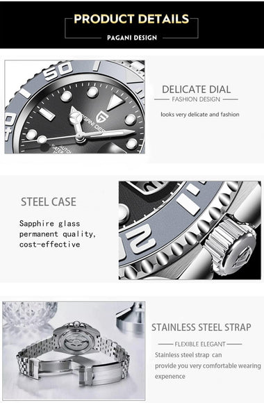 Pagani Design PD-1651 40mm Mens Automatic Waterproof Mechanical Watch with (Japanese NH-35 Movement) Yatch-Master Hommage - DREAM WATCHES