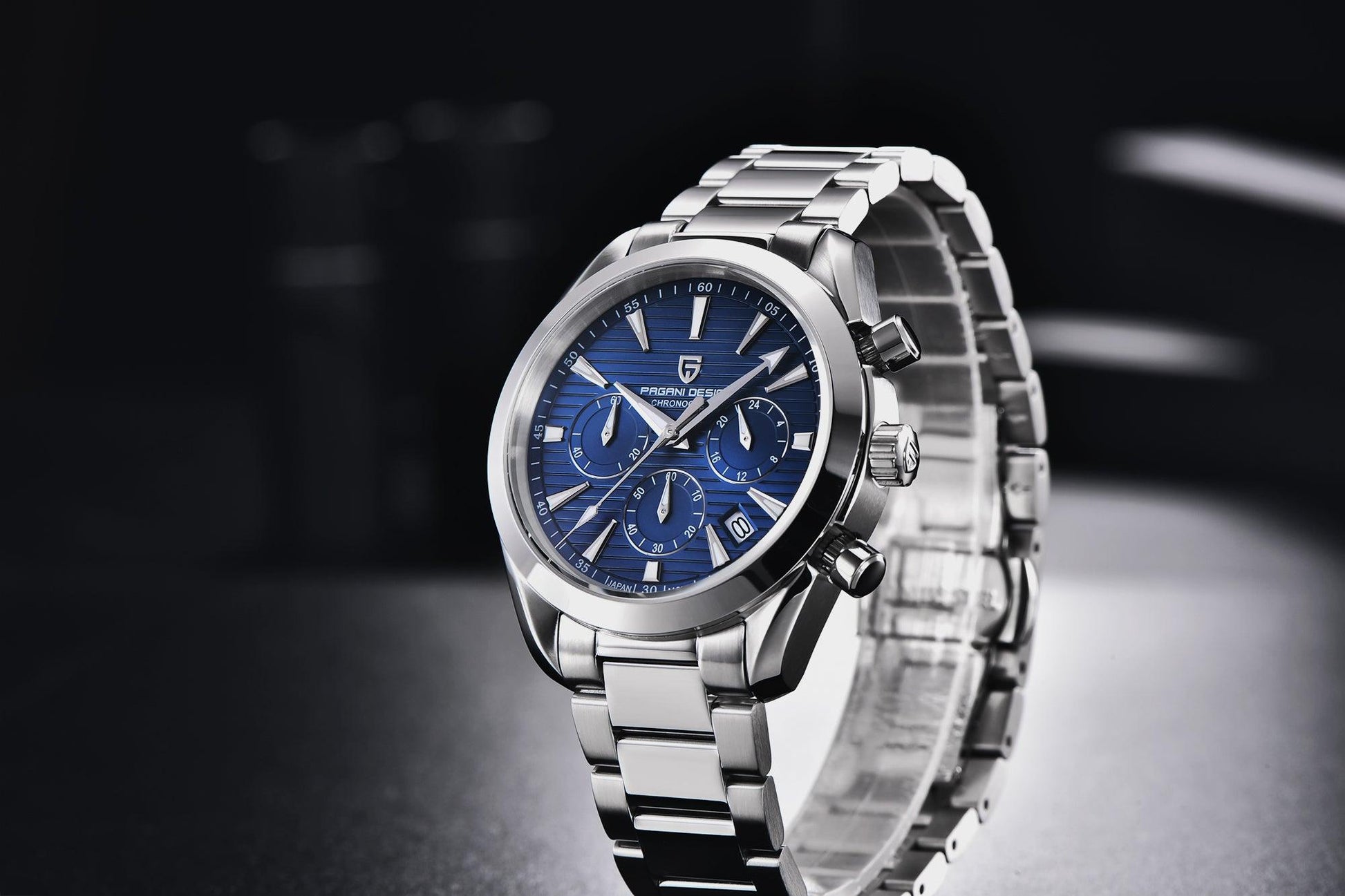 Pagani Design PD-1712 Chronograph Luxury Waterproof Stainless Steel Men's Watch 40MM Watch (Movement Japanese VK63) Blue Dial - DREAM WATCHES