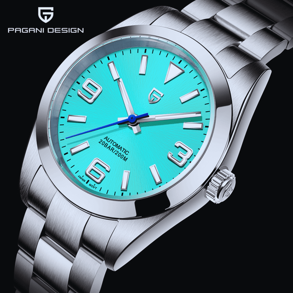 Pagani Design PD-1692 39.7 MM Japan NH35 Automatic Movement Mechanical Watch Stainless Steel Watch - Date Just Turquoise Dial