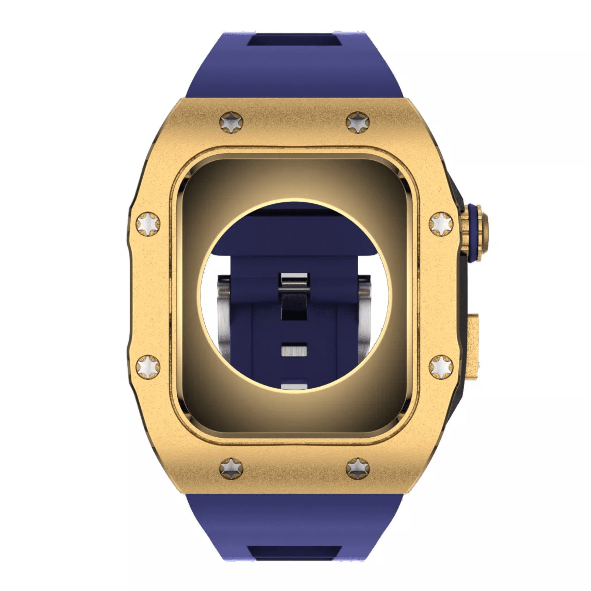 Golden Concept Style Case and Strap for Apple Watch | Luxury & Sporty Apple Watch Case & Fashion Accessory | Mod Kit Replacement for Apple Watch Series SE/3/4/5/67/8 45 mm| Golden Case - Blue Band mod kits india dream watches apple watch