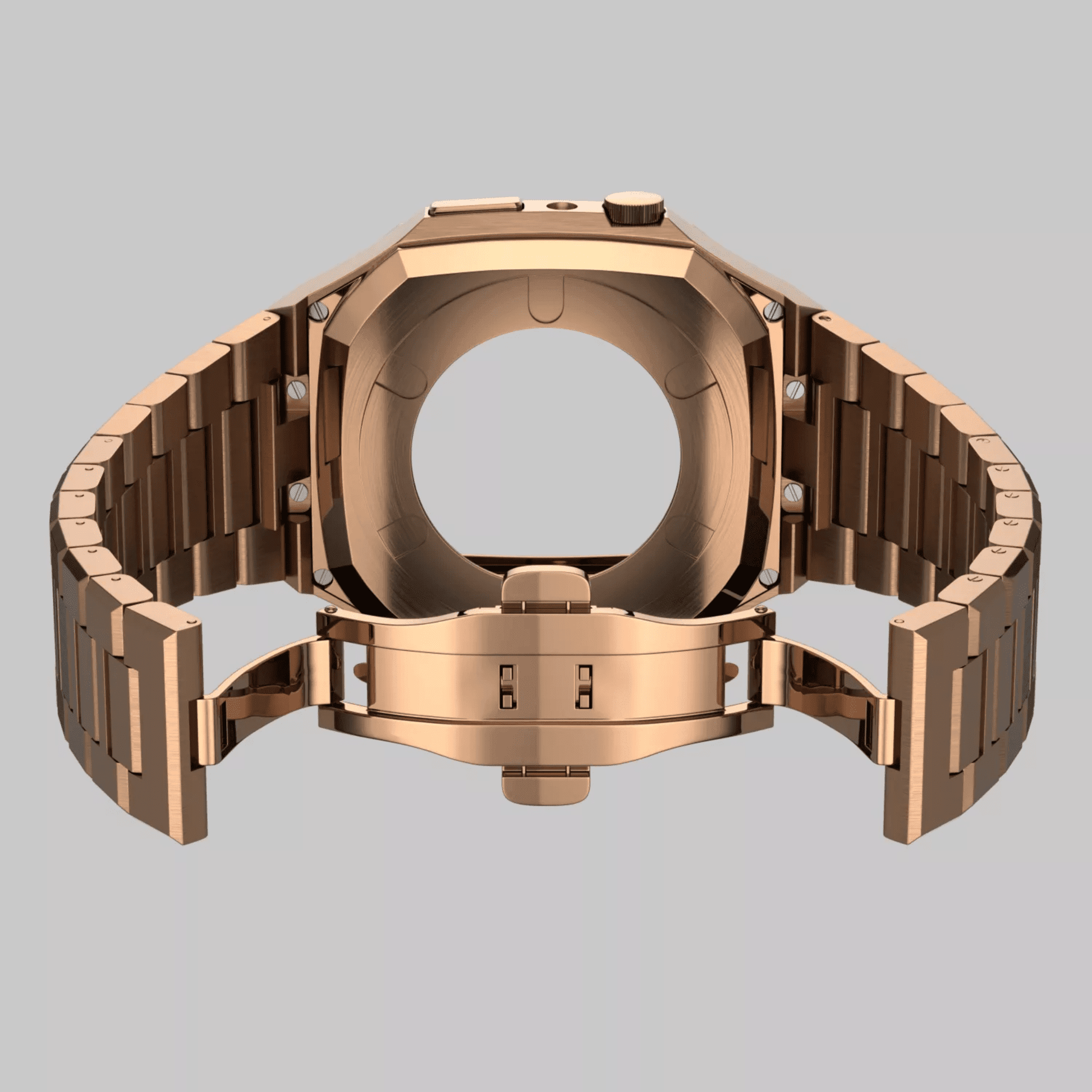 Luxury Metal Mod Kit for Apple Watch | Case with Jewels, Rubber & Stainless Steel Straps | Apple Watch SE/3/4/5/6 accessory - 44 mm| Rosè Gold Case - Rosè Gold Band mod kits india dream watches apple watch