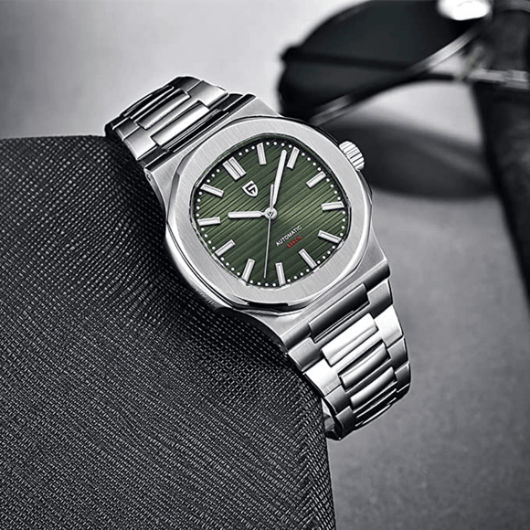 Pagani Design PD-1728 Nautilus Homage Automatic Movement ST6 | Stainless Steel Dial Men's 40MM Watch | Green Dial