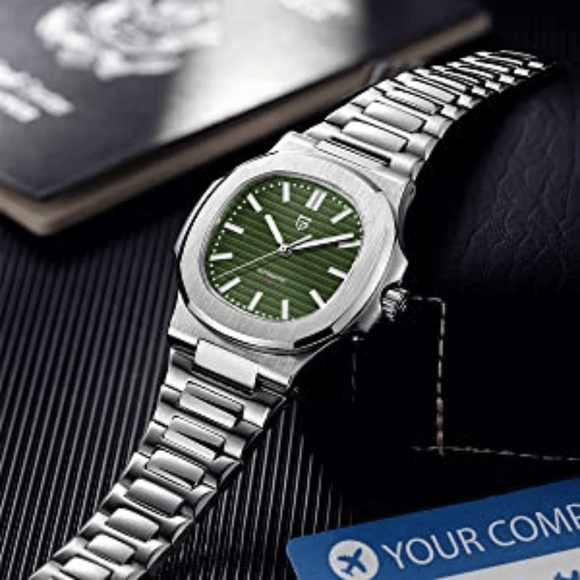Pagani Design PD-1728 Nautilus Homage Automatic Movement ST6 | Stainless Steel Dial Men's 40MM Watch | Green Dial