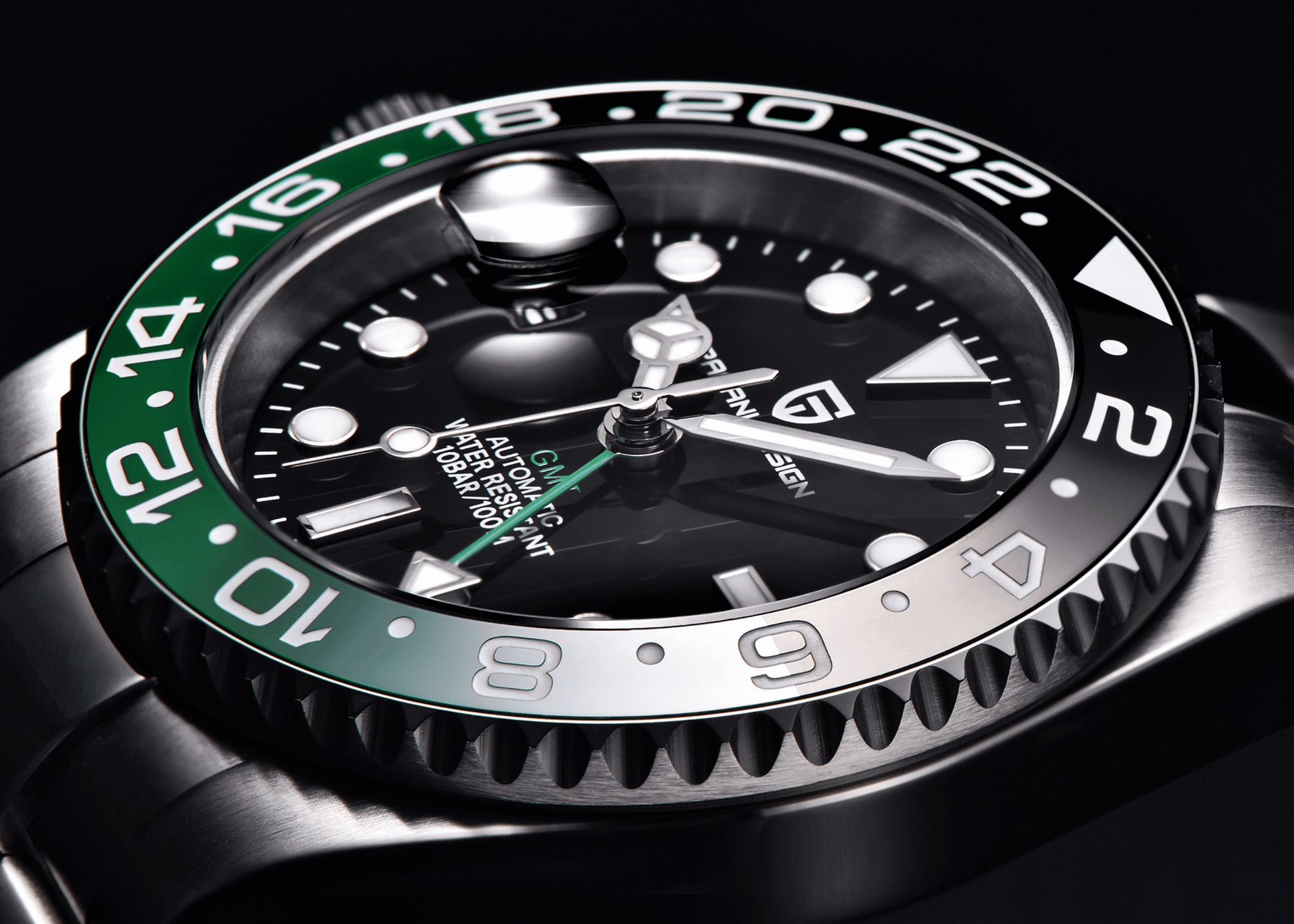 Pagani Design PD-1662 Waterproof Mechanical Automatic Watch Stainless Steel Men's 40MM Watch on Jubilee Bracelet Sprite - Left Handed