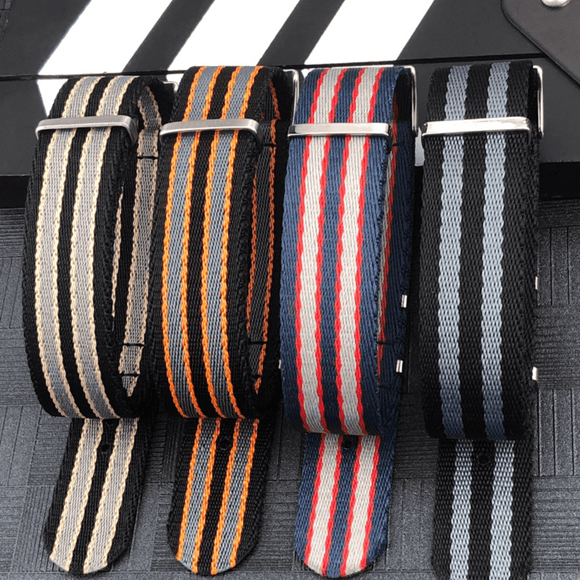 Premium Nylon Straps and Bands 20mm With Stainless Steel Buckle - Red/ Blue