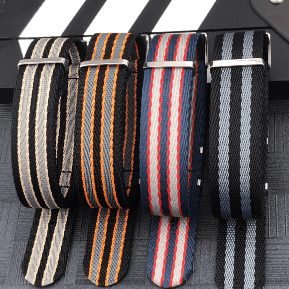 Premium Nylon Straps and Bands 20mm With Stainless Steel Buckle - Black/ Grey