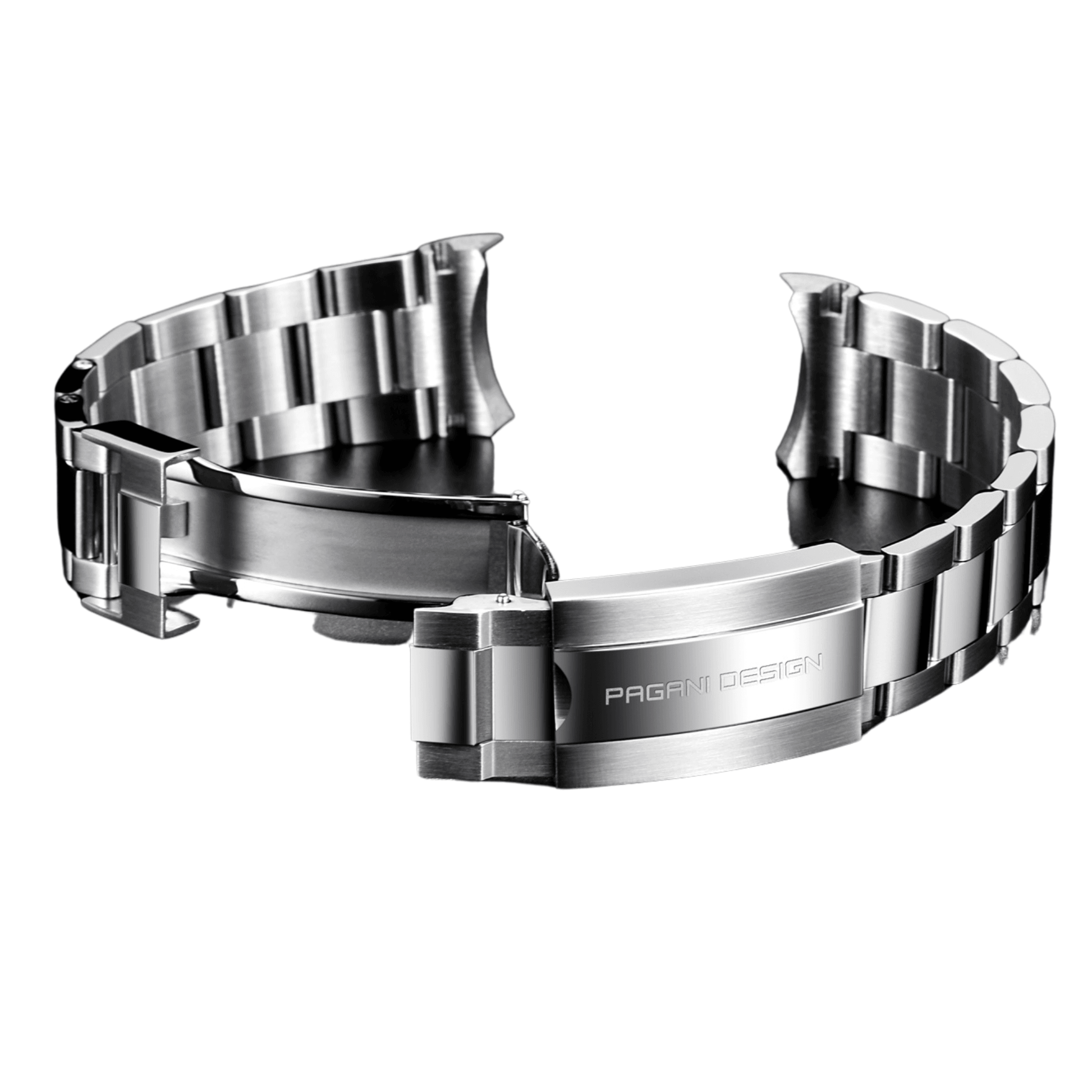 Pagani Design Luxury | Polished Stainless Steel 316L | Oyster Style Bracelet Silver - 20 mm
