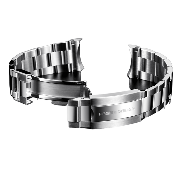 Pagani Design Luxury | Polished Stainless Steel 316L | Oyster Style Bracelet Silver - 20 mm