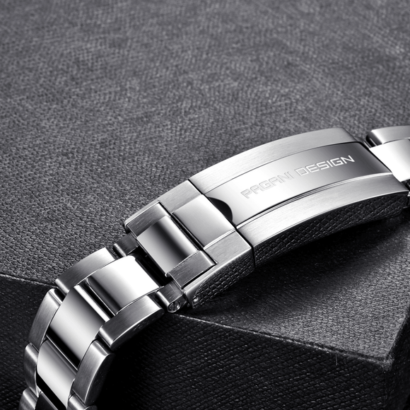 Pagani Design Luxury | Polished Stainless Steel 316L | Oyster Style Bracelet Silver - 20 mm