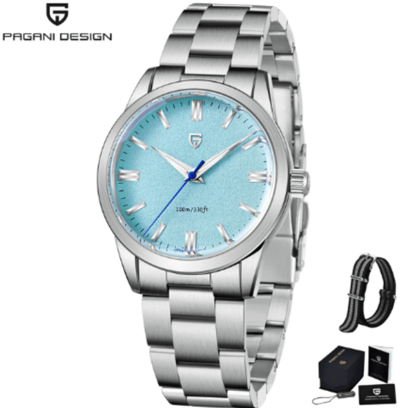 Pagani Design PD-1731 Grand Seiko Homage Luxury Quartz Movement Japanese VH31 AR Coating Stainless Steel Men's 40MM Watch - Ice Blue