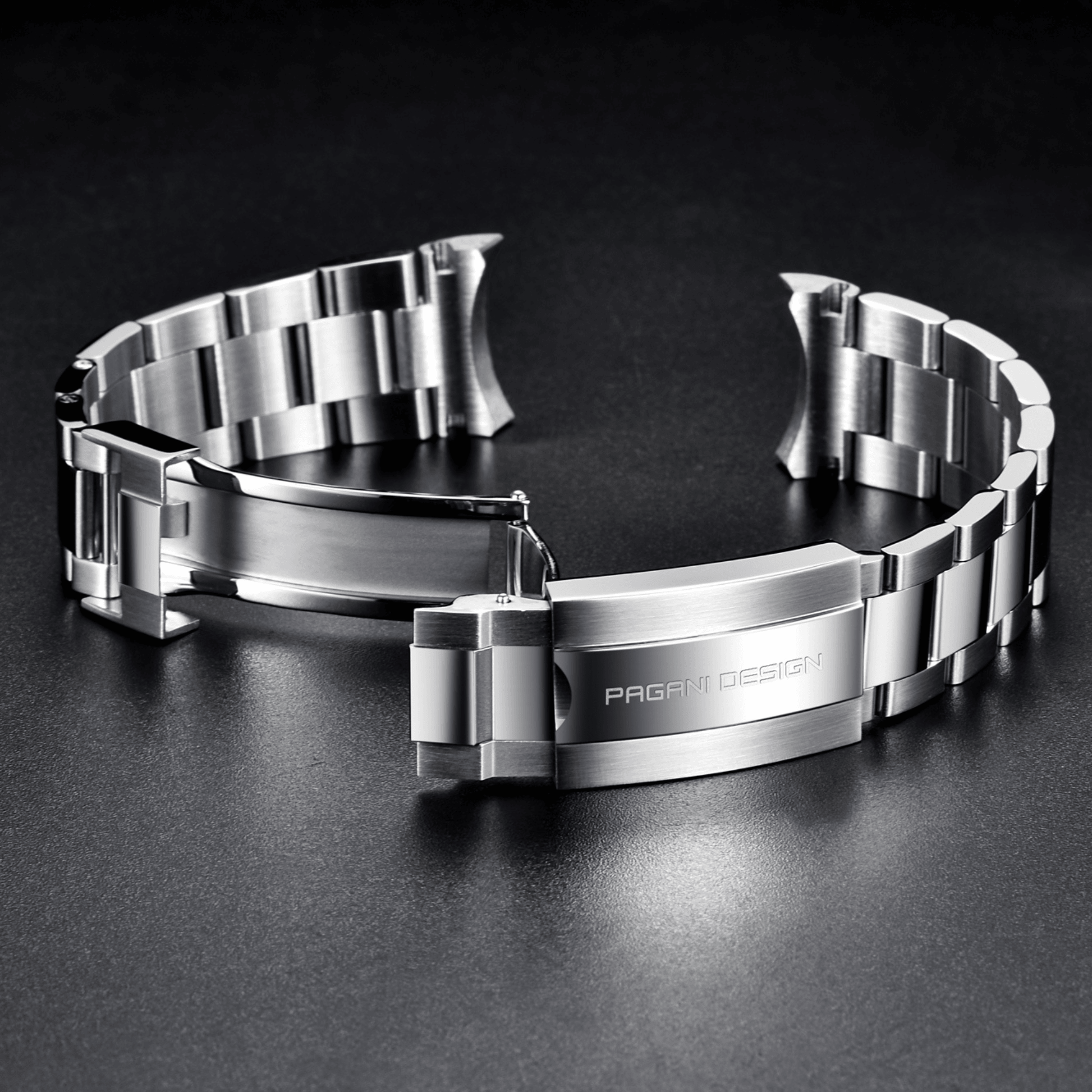 Pagani Design Luxury | Polished Stainless Steel 316L | Oyster Style Bracelet Silver - 20 mm